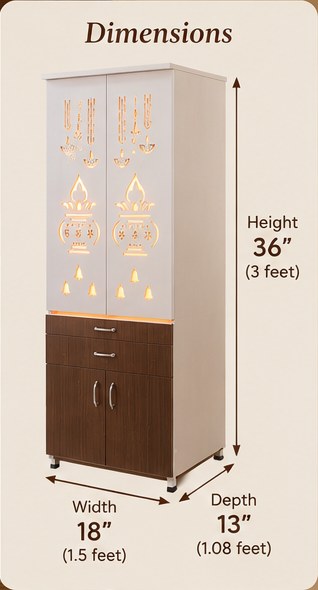 Dimensions diagram of the Modern Home Temple